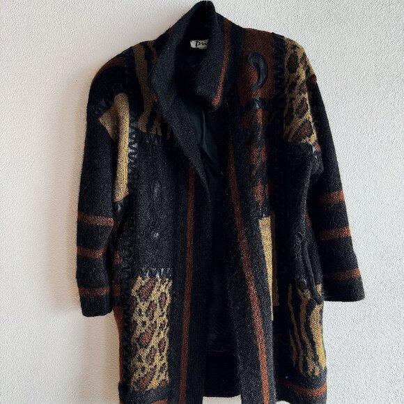 Primo Jackets & Blazers - Vintage Heavy Wool Patchwork Coat Vintage Animal Print‎ Leather Coat